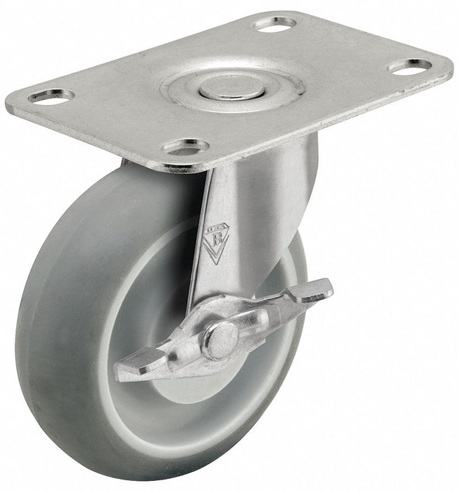Plate Caster Swivel Rubber 4 7/8 H
