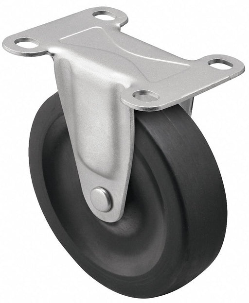 Plate Caster Rigid Rubber 3 1/2 H