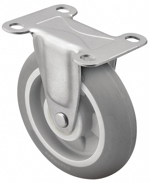 Plate Caster Rigid Rubber 3 1/2 H