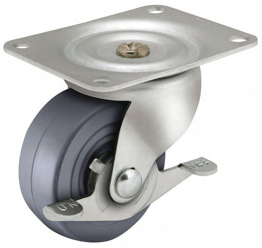 Plate Caster Swivel Rubber 2 1/2 H