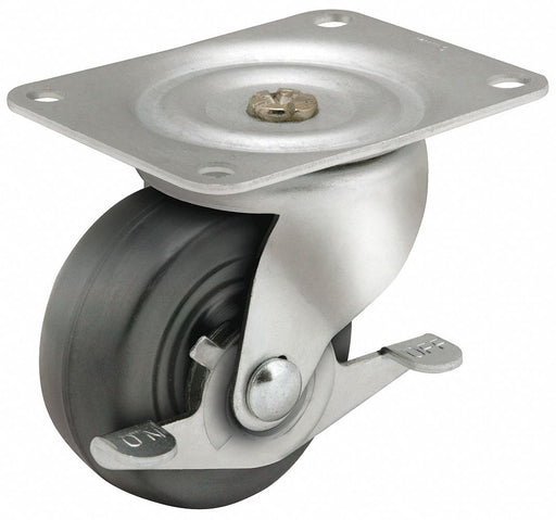 Plate Caster Swivel Rubber 3 1/4 H