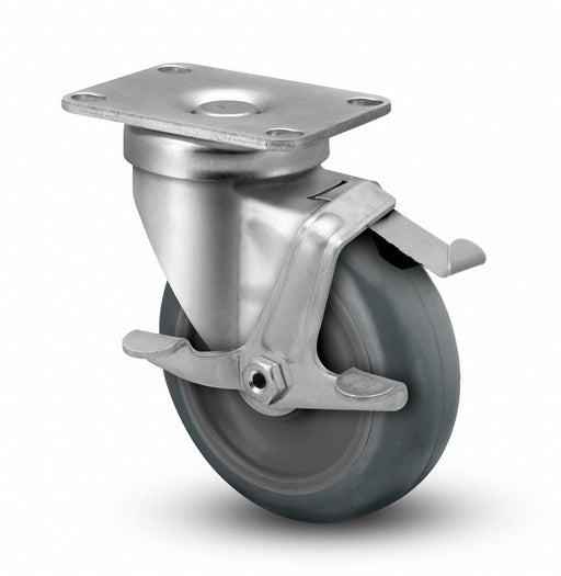 Plate Caster Swivel Rubber 5 1/8 H