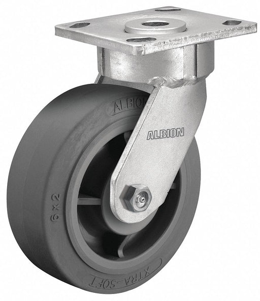 Plate Caster Swivel Rubber 6 1/2 H