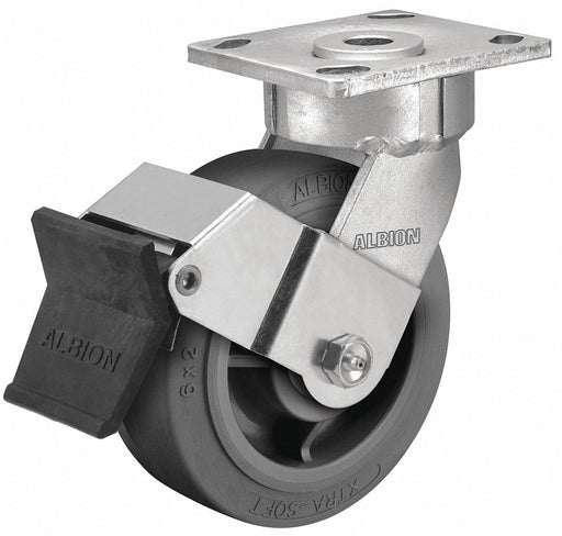 Plate Caster Swivel Rubber 5 5/8 H