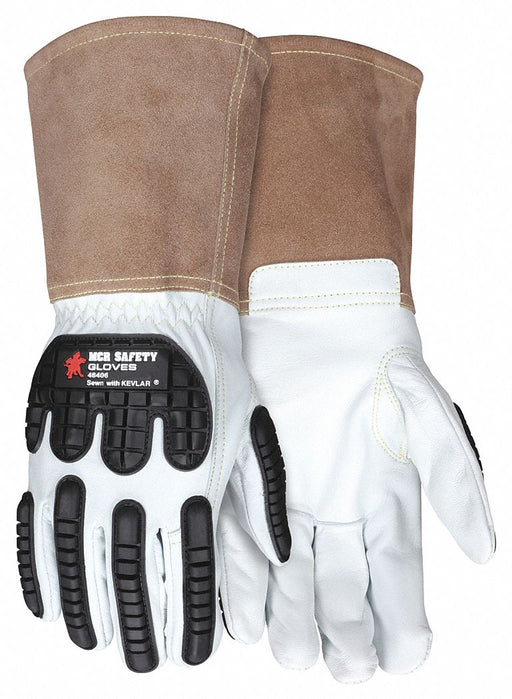 Leather Gloves White L PK12
