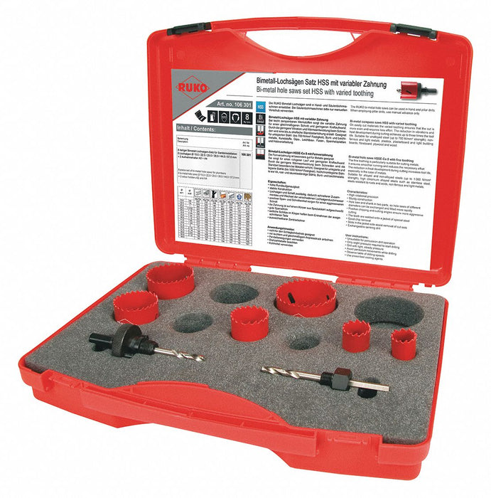 Hole Saw Kit 8pcs Sizes 19 mm-57 mm