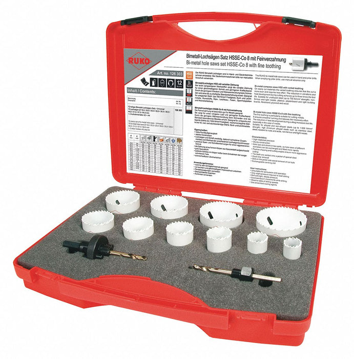 Hole Saw Kit 12pcs Sizes 19 mm-64 mm