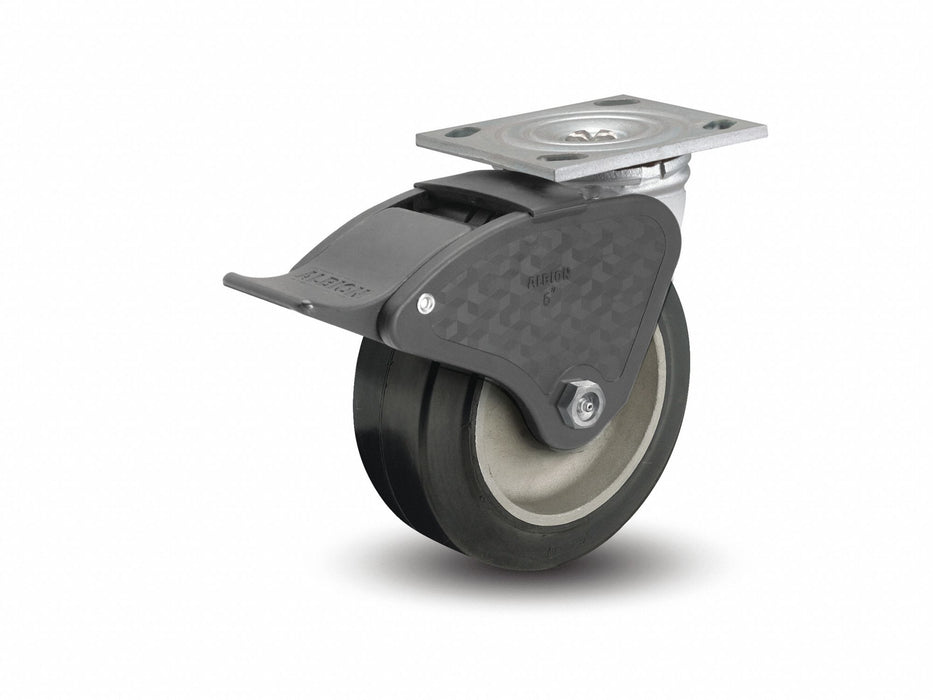 Plate Caster Swivel Rubber 9 1/2 H