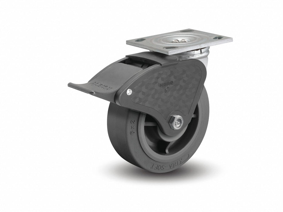 Plate Caster Swivel Rubber 9 1/2 H