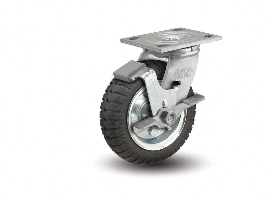 Plate Caster Swivel Rubber 9 1/2 H