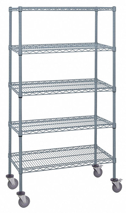Mobile Stem Caster Cart Gray 5 Shelves