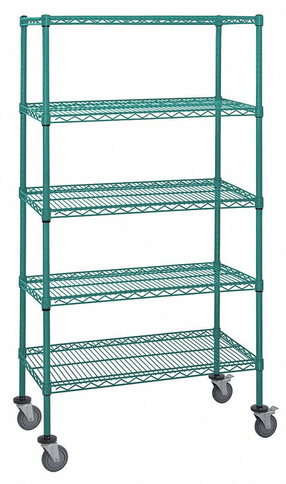 Mobile Stem Caster Cart Green 5 Shelves