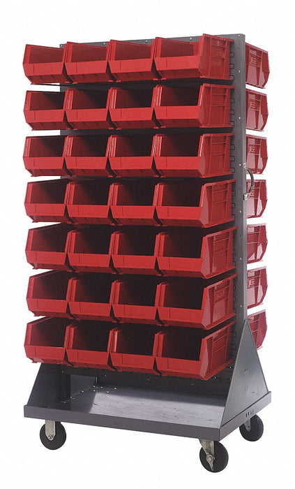 Mobile Louvered Floor Rack Steel 56 Bins