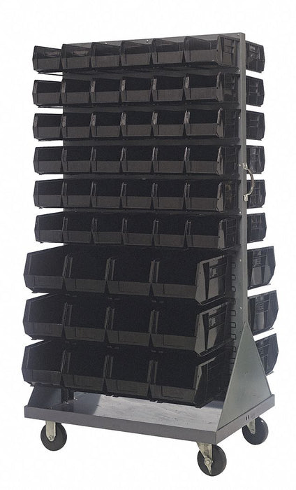 Mobile Louvered Floor Rack Steel 96 Bins