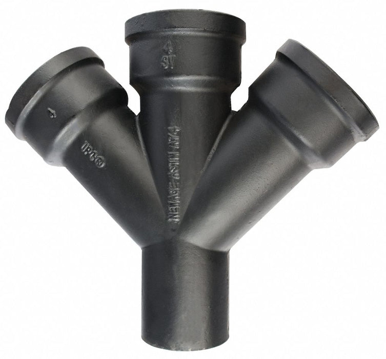 Double Wye Cast Iron 3 in Socket Black