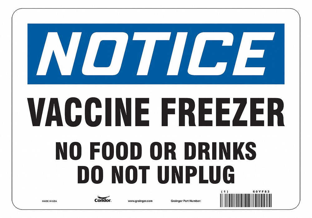 Vaccine Freezer Sign