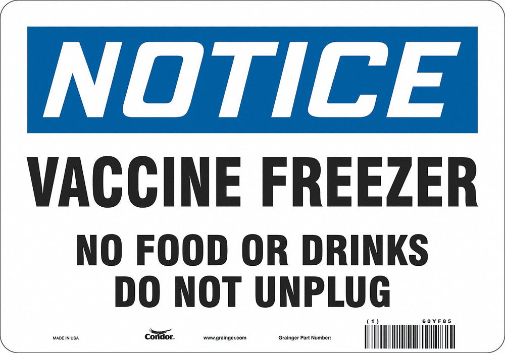 Vaccine Freezer Sign