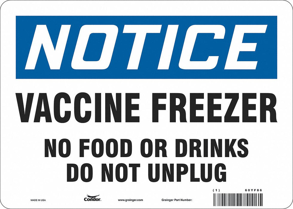 Vaccine Freezer Sign
