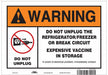 Vaccine Refrigerator Freezer Sign