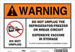 Vaccine Refrigerator Freezer Sign