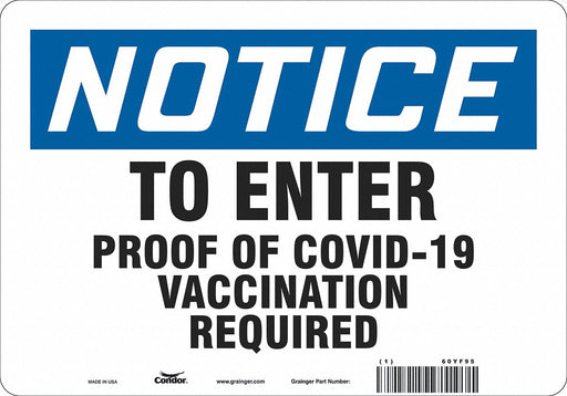 Employee/Visitor Vaccine Proof Sign