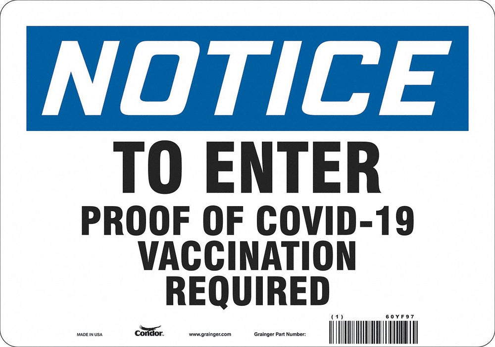 Employee/Visitor Vaccine Proof Sign