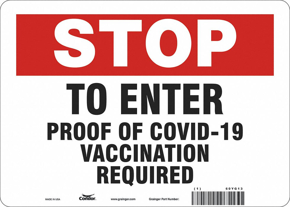 Employee/Visitor Vaccine Proof Sign