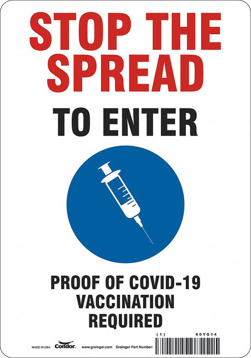 Employee/Visitor Vaccine Proof Sign