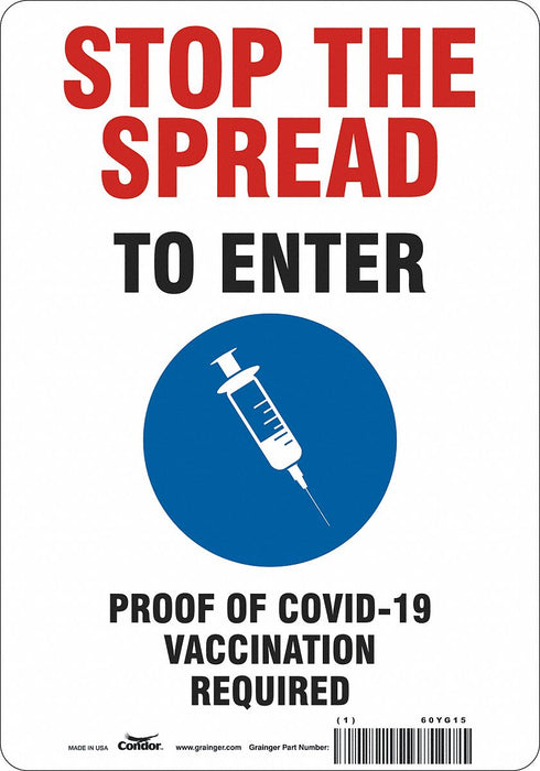Employee/Visitor Vaccine Proof Sign