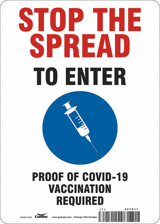 Employee/Visitor Vaccine Proof Sign