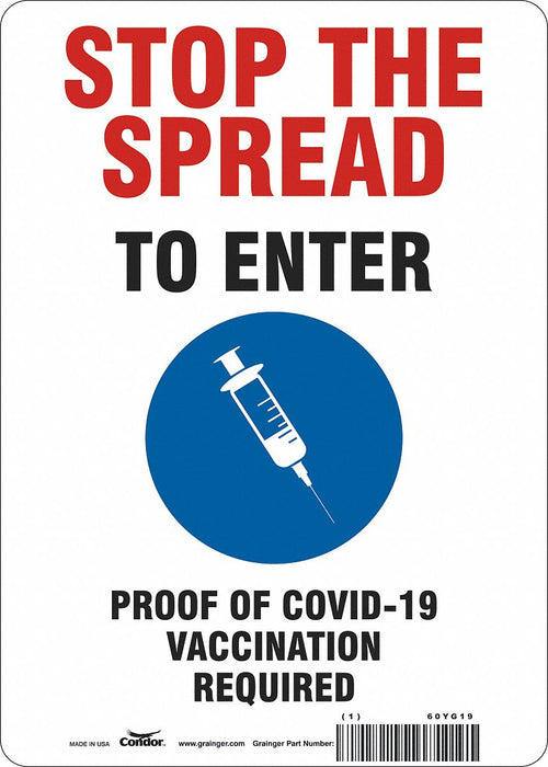 Employee/Visitor Vaccine Proof Sign