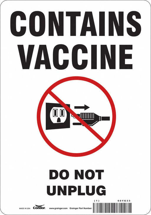 Vaccine Refrigerator Freezer Sign