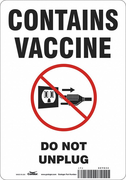Vaccine Refrigerator Freezer Sign