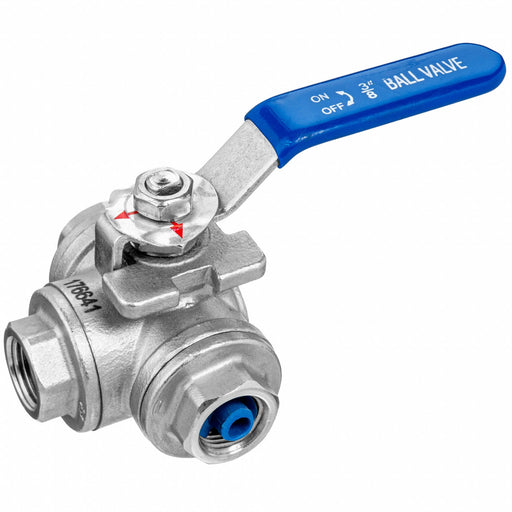 Manual 3-Way Ball Valve 1/4 304 SS