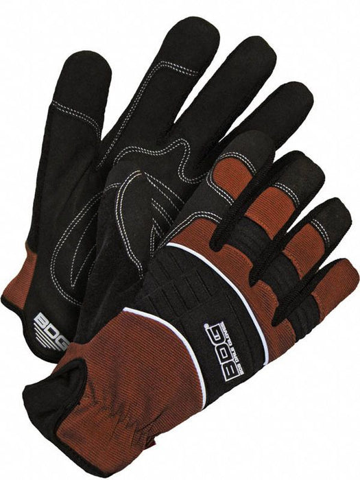 Gloves Black/Brown Shirred Slip-On XL