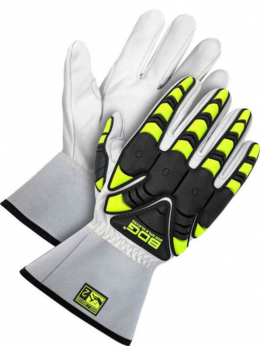 Leather Gloves Black/White/Yellow XL