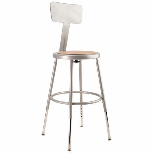 Round Stool Adjustable Legs Gray 32 H