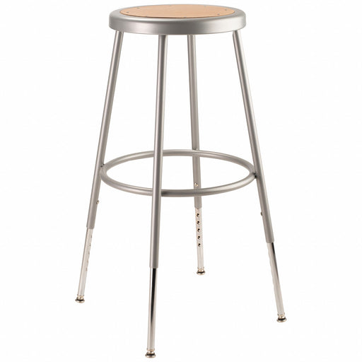 Round Stool Adjustable Legs Gray 25 H