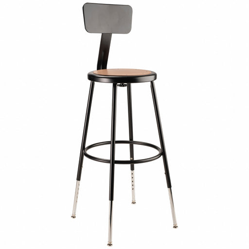 Round Stool Adjustable Legs Black 38 H