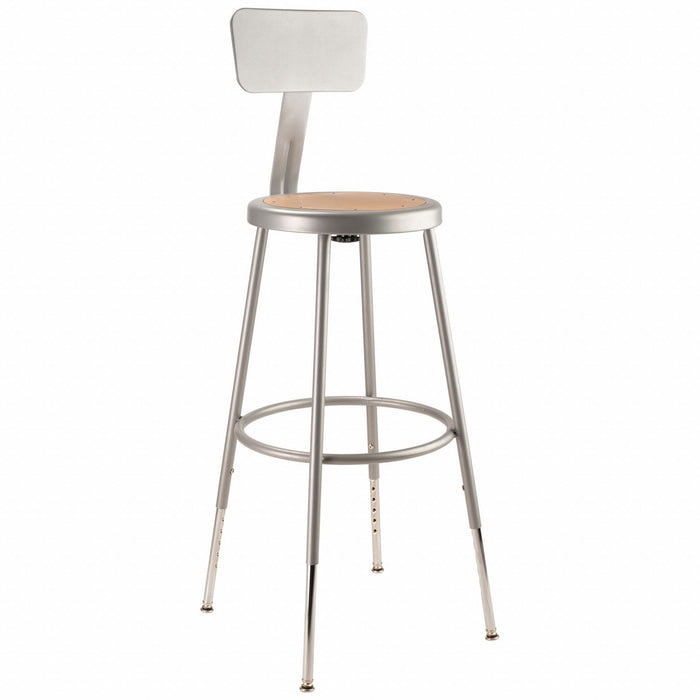 Round Stool Adjustable Legs Gray 38 H
