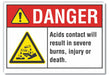 Acid Danger Label 10 inx14 in Polyester