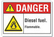 Diesel Danger Rflctv Label 5inx7in