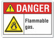 Flammable Gas Danger Labl 7x10in Polyest