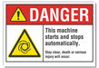 Machine Operation Danger RflctvLbl 5x7in