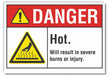 Hot Surface Danger Lbl 3.5x5in Polyest