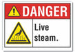 Live Steam Danger Rflctv Label 7inx10in