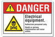 Elec Equip Danger Rflct Lbl 5x7in