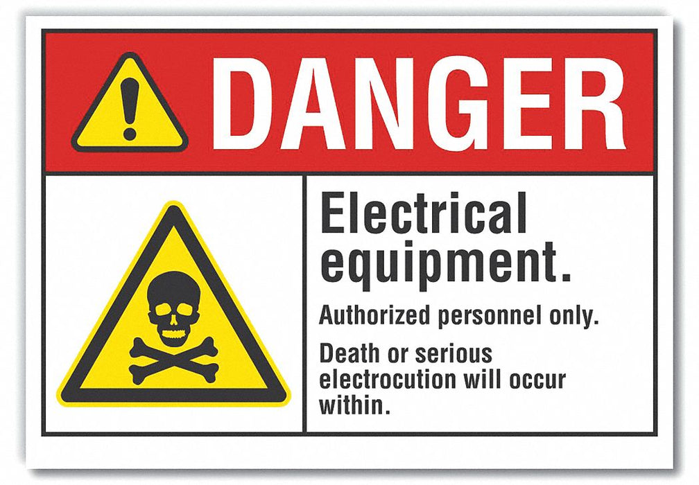 Elec Equip Danger Rflct Lbl 10x14in