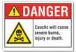 Caustic Danger Rflct Label 3.5in x 5in