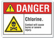 Chlorine Danger Label 3.5x5in Polyester